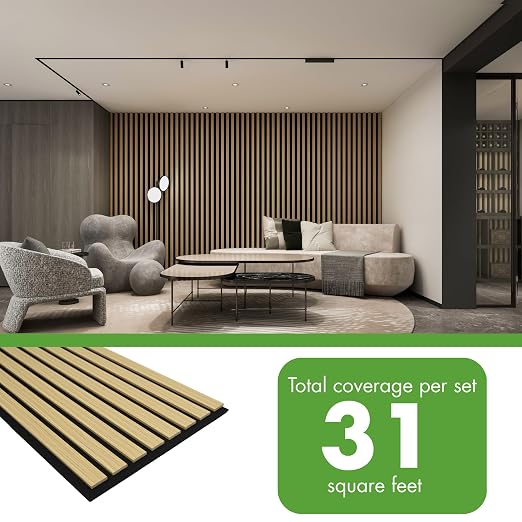 Art3d 4-Pack 12" x 93" Soundproof Wood Slat Panels, 31 sq.ft Acoustic Wall Panels, 3D Wall Panels with Wood Slat Design, Decorative Wood Wall Panel for Accent Walls-Oak - Image 4