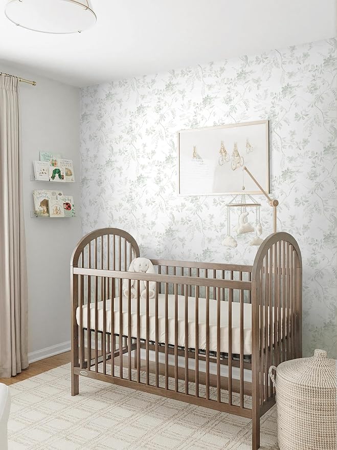 Dimoon 17.3''x393'' Green Peel and Stick Wallpaper Floral Modern Sage Light Green Contact Paper White Bird Wallpaper Removable Renter Friendly Waterproof Embossed Kitchen Bedroom Bathroom Vinyl Roll - Image 6