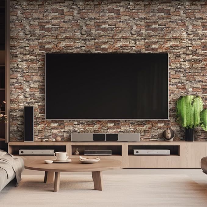 Yutianli 10PSC 3D Wall Panels Peel and Stick Faux Brick Wall Panels Self-Adhesive 3D Brick Wallpaper Foam Stone Wall Panel - Image 2