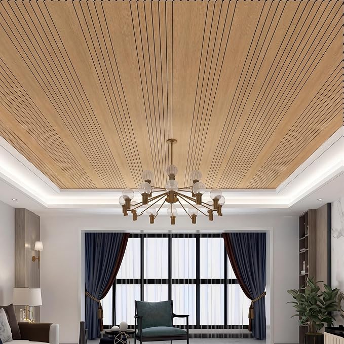 Geelin Peel and Stick Wood Slat Wall Panels for Interior 15.7" x 118" Self Adhesive PVC Thick Faux Oak Wood Grain Wallpaper 3D Soundproof Acoustic Wall Panels for Walls & Ceilings - Image 5