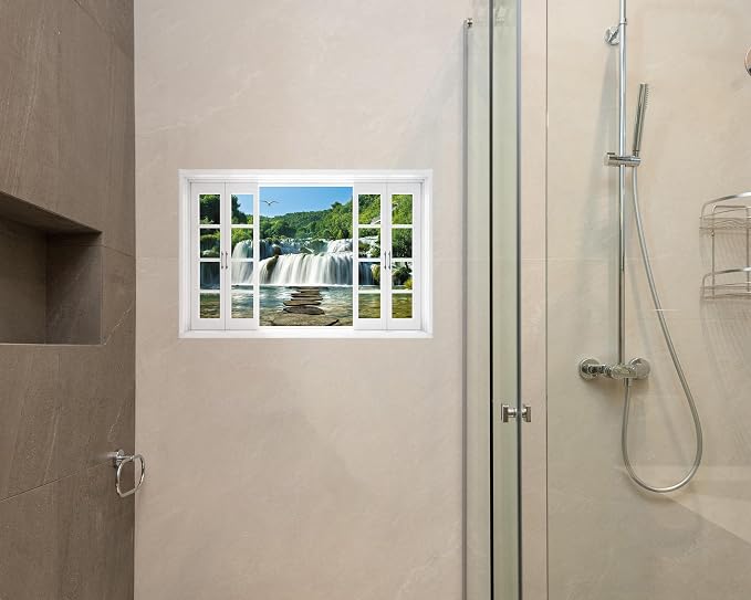 FLFK Fake Window Wall Decal - Waterfall Nature Scene Peel and Stick Mural, 24 x 16 inches - Image 5