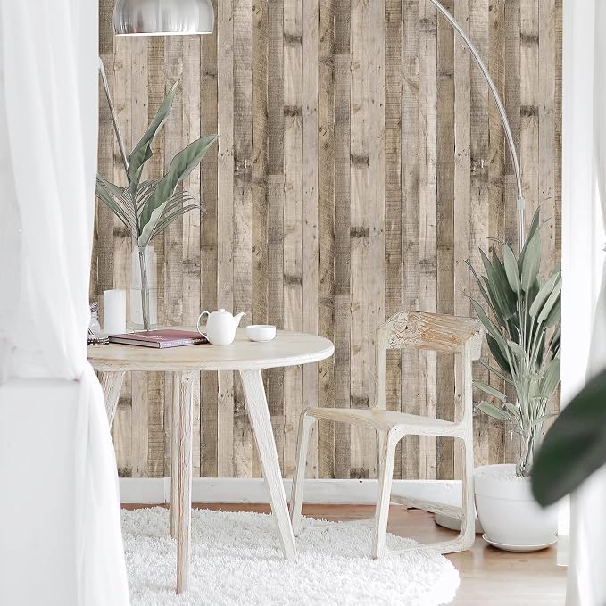 Yun-aeon Natural Wood-Grey Contact Paper Peel and Stick Wallpaper | 17.3"x 1200"Self Adhesive Removable Vintage Faux Wood Wall Paper Plank Shelf Home Decoration Kitchen Counter Cover - Image 7
