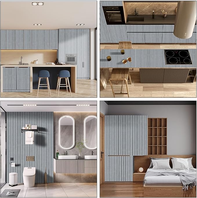Gray Wood Slat Wallpaper - Peel & Stick Self-Adhesive (35.4" x 120"), Wood Effect Contact Paper for Walls, Removable DIY Wall Covering for Bedroom, Living Room & Feature Walls - Image 2