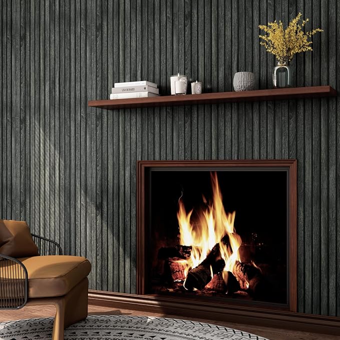 LACHEERY 160 X 24 Inch Black Wood Slat Wall Panel Peel and Stick Wallpaper 3D Wood Panel Wallpaper Peel and Stick Modern Removable Wooden Slat Wall Paneling for Tv Backdrop Accent Paper Vinyl Cover - Image 6