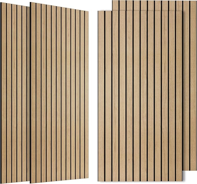 Acoustic Panels, 4 Pack 47.2”x23.6” Sound Proof Panels, Teak | Simulated Wood Grain Finish Acoustic Wall Panels,Decorative PVC Wood Acoustic Wall Panels, for Office,Home,Theater,Studio by AUTORIFIC