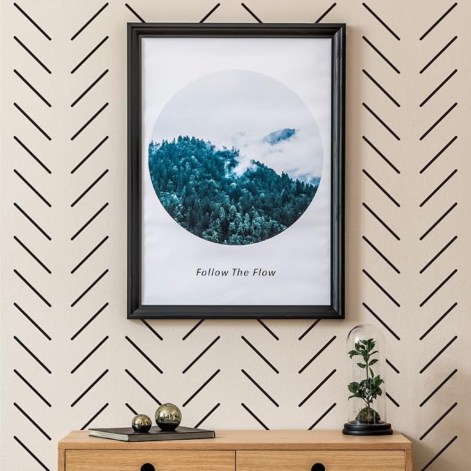 A Room with Black Line Vinyl Wall Decals, Peel and Stick Modern Boho Stickers, 300 Stripes with a Reference Template for Sticking - Image 2
