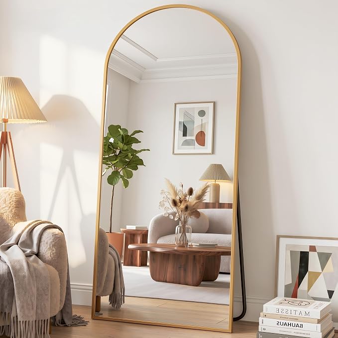 71"x28" Arched Full Length Mirror, Full Body Floor Mirror, Gold by Unknown