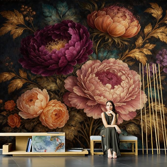 Oversized Flower Wall Murals Peel and Stick Canvas Wallpaper | Large Removable Flower Mural for Living Room Bedroom Office Home Decor and Accent Walls in Multiple Standard Sizes by ARVOTONE