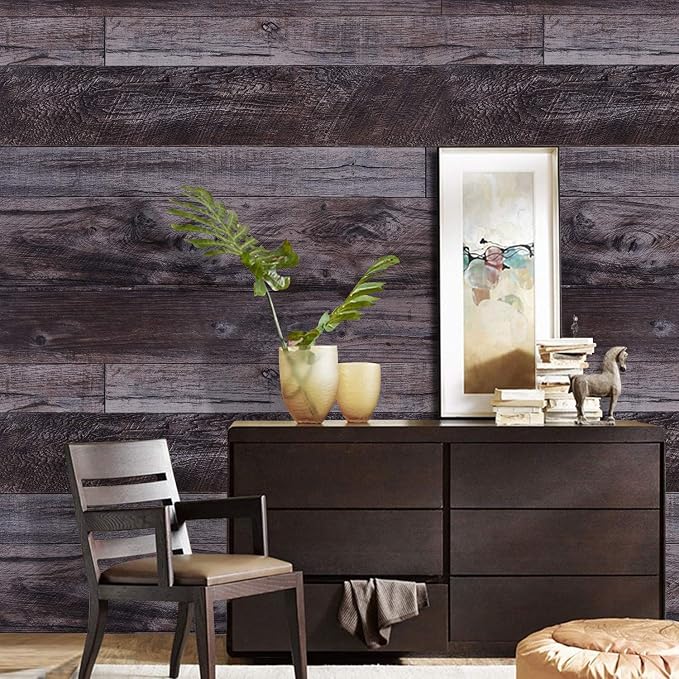 WENMER 17.71" x 118" Grey Wood Peel and Stick Shiplap Self-Adhesive Wallpaper Planks for Countertop, Cabinet, Shelf, Wall, Door - Image 8