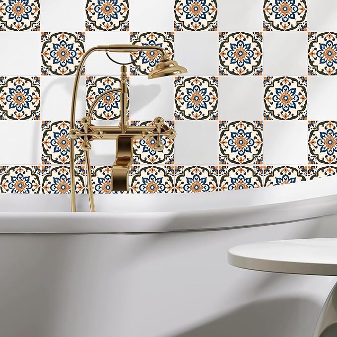 Wall Tiles Peel and Stick Waterproof - 24 Pcs (6x6 Inch) Wall Stickers Backsplash Decals for Kitchen, Bathroom, Removable Self-Adhesive Vinyl Art with Bohemian Patterns - Image 6