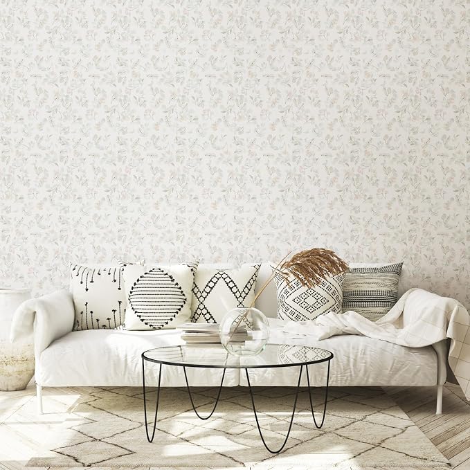 Blush Pink Watercolor Floral Peel and Stick Wallpaper, 17.3" x 472" Removable & Waterproof Vinyl Wallpaper, Soft Pastel Flower Self-Adhesive Contact Paper for Nursery Bedroom Cabinets - Image 4