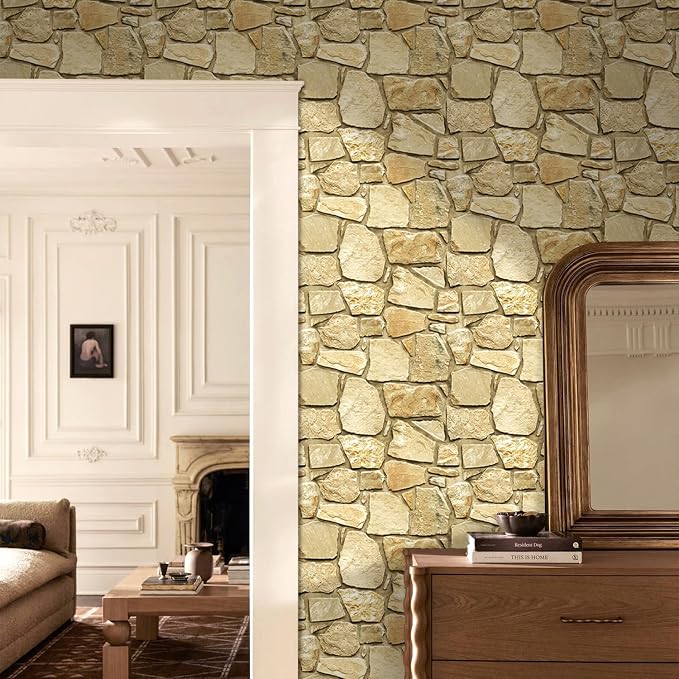 COMSTICKC 3D Peel and Stick Faux Stone Wall Panels for Quick DIY Wall Decor | Brown, 10 Pcs 11.8" x 11.8", Not Real Stone, Thin PVC Decorative Wall Sticker Designed for Wall Makeover, Cover 9.7 sq ft - Image 6