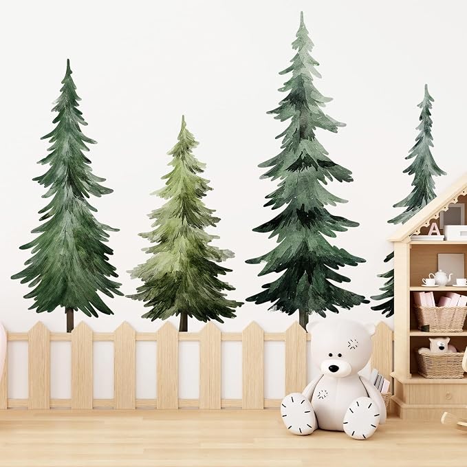Large Pine Trees Wall Decal, Peel and Stick Nursery Forest Decals Mural, Wilderness Wall Art Stickers for Kids, Boys and Girls Room, Bedroom & Toddler Room Decor (Woodland Trees Wall Decal 68) - Image 7