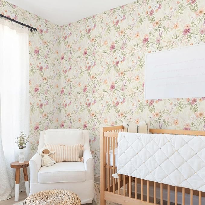 Dimoon Floral Peel and Stick Wallpaper Beige Boho Neutral Cottage Contact Paper Bathroom Cabinets Farmhouse Renter Friendly Removable Waterproof Kitchen Vinyl 386"x17.3" - Image 5