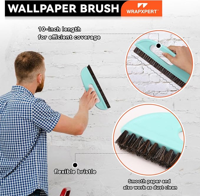 WRAPXPERT Peel and Stick Wallpaper Tools,Wallpaper Smoothing Tool Kit with Smoother,Edge Guider,Paste Brush for Backsplash Tile,Contact Paper - Image 2