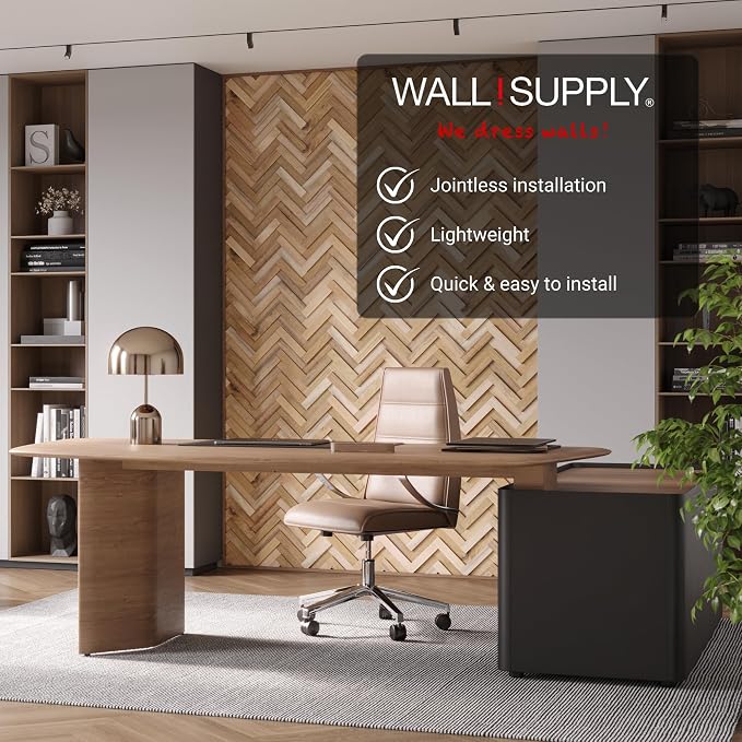 Wall!Supply 3D Wall Panels – Reclaimed Herringbone Asian Teak Wood – Home Decor Wallpaper Alternative for Living Room, Bedroom & Office – Easy DIY Installation – 16 Pack, Covers 11.63 Sq Ft | Real Reclaimed Asian Teak, Wallpaper Alternative, Easy DIY I... - Image 2