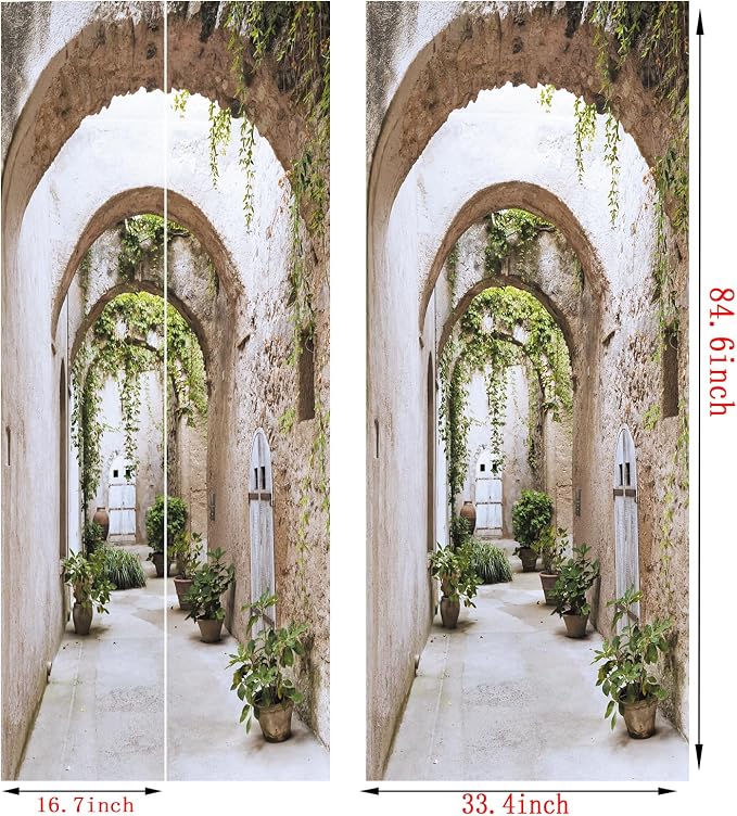 artfanke 3D Peel and Stick Door Sticker 33.5"x84.6", Arched Pathway Door Murals Wallpaper,Self-Adhesive Wall Decal for Bedroom Decor (2 Sheets/Set) - Image 6