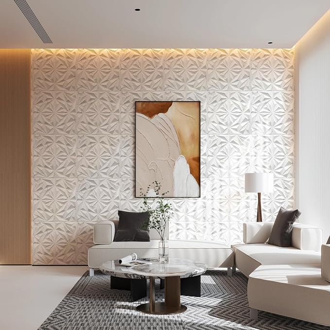 STICKGOO Diamond 3D Wall Panels, White Marble 12''x12'', 33 Pack | Accent Wall Panels for Interior Wall Decor, Living Room, Bedroom, TV Background, Office,Cover 32 Sq.Ft - Image 2