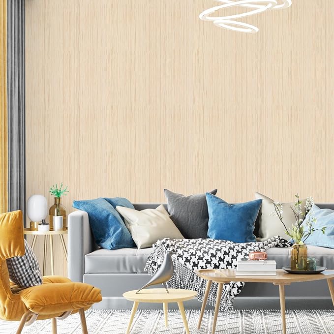 Beige Grasscloth Peel and Stick Wallpaper 15.7" X 120" Textured Self-Adhesive Contact Paper Linen Grasscloth Removable Wallpaper for Cabinets Counter Top Liners - Image 4