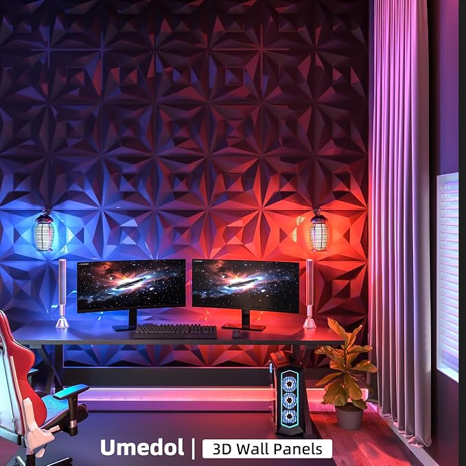 40 PCS 3D Wall Panels for Interior Wall Décor Black 11.8"*11.8" Covering Panels, PVC Textured 3D Wall Tile for Living Room, Bedroom DIY Interior Décor - Image 5