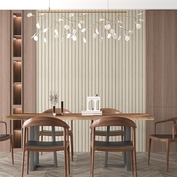 CHIHUT Ash Oak 3D Soundproof Wood Panels for Interior Wall Decor Kitchen Island 12"x79" Flexible Foam Wood Slat Wall Paneling Roll Self Adhesive Decorative Textured Ceiling Wallpaper for Bedroom - Image 2