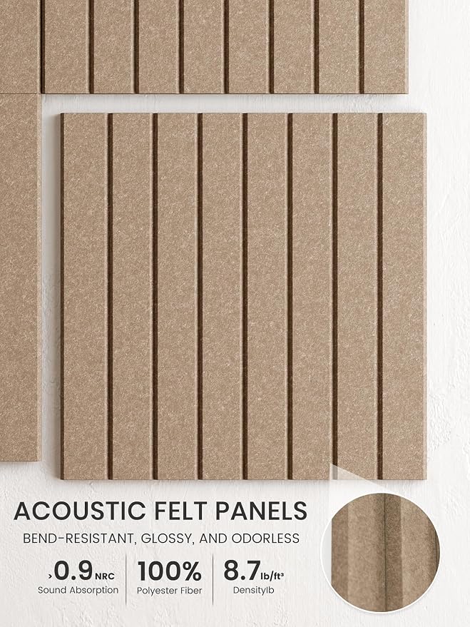 Bumusty 48"x 36" Large Felt Bulletin Board Tiles, Taupe | 12-Pack Cork Board Alternative, Wall Decor, 30 Pushpins, 60 Adhesive Tabs, Vision Board, Office, Classroom, Home, Dorm - Image 3