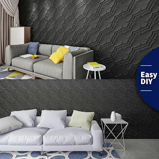 Art3dwallpanels 3D Wall Panels, 33 Pack, 12x12 Inch, Black | Modern Raised 3D PVC Wall Tiles for Interior Wall Decor, 2 Different Effects, Easy DIY Mount for Residential and Commercial - Image 8