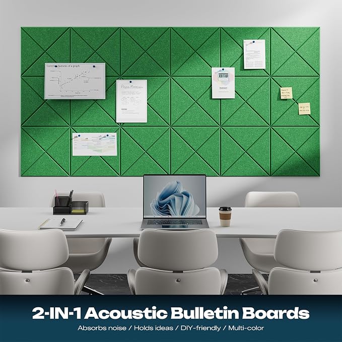Sonicism 22 Pack X-Lined Acoustic Panels with Self-Adhesive, 12"X 12"X 0.4" Sound Proof Foam Panels, Decorative Soundproof Wall Panels, Sound Absorbing Tile for Home & Offices, Forest Green - Image 4