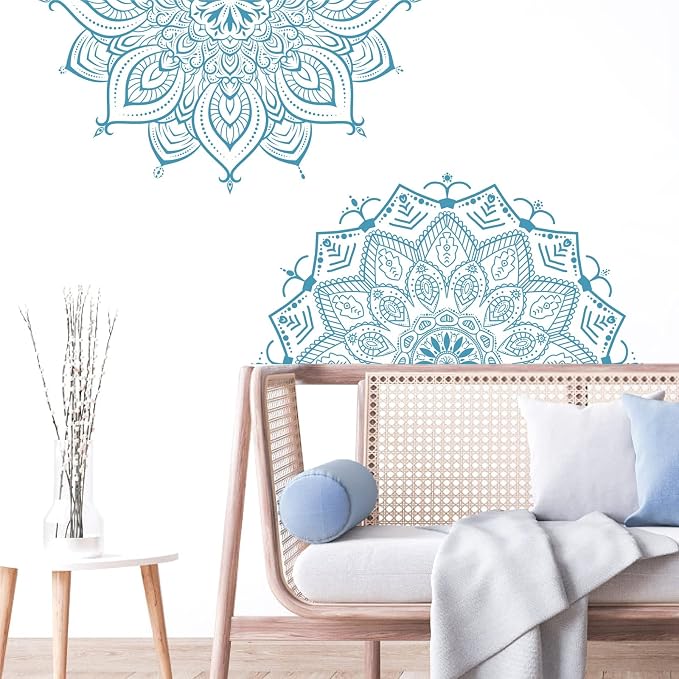 Large Mandala Wall Stickers Mandala Window Decals Yoga Room Wall Decoration | Headboard vinyl decoration, lotus peel and stick stickers, removable self adhesive decals, for bedroom living room yoga room - Image 5