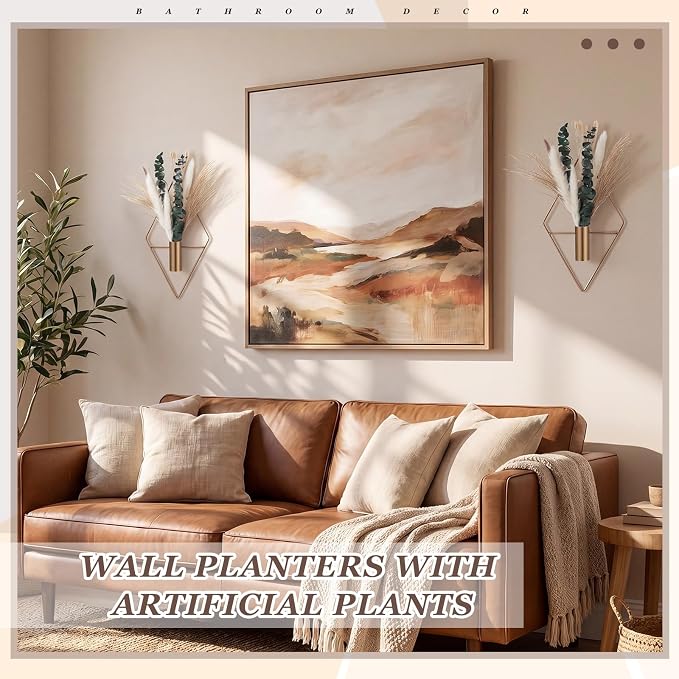 Canlierr 4 Pcs Wall Decor Hanging Planters, Mixed Plants, Antique Bronze - Image 4