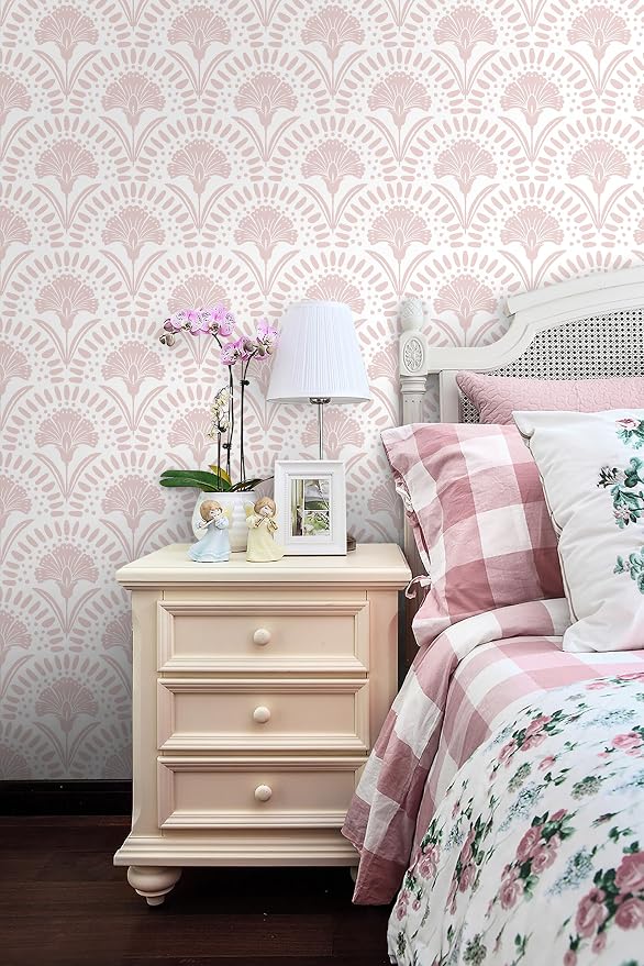 Timeet 17.7 in × 78.7 in Boho Peel and Stick Wallpaper Pink Floral Contact Paper White Pink Flower Wallpaper Removable Self Adhesive for Cabinet Bathroom Waterproof - Image 2