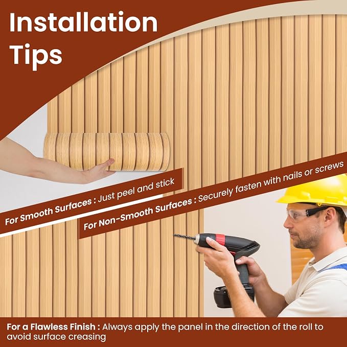 Thick Peel and Stick Slat Wall Panel Self-Adhesive 3D Wood Grain Yellow | Wallpaper Sticker Soundproof Moisture Resistant for Wall Ceiling (118"x15.75") - Image 8