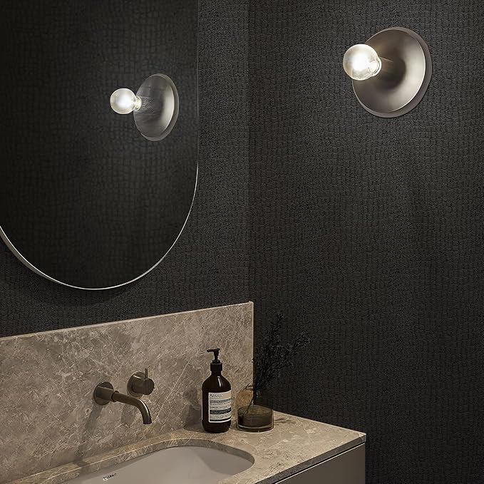 Zeeko Black Crocodile Peel and Stick Wallpaper 17.3" x 118" | Textured Embossed Contact Paper Removable Waterproof Self Adheisve Wall Paper for Cabinet Bedroom Bathroom - Image 2