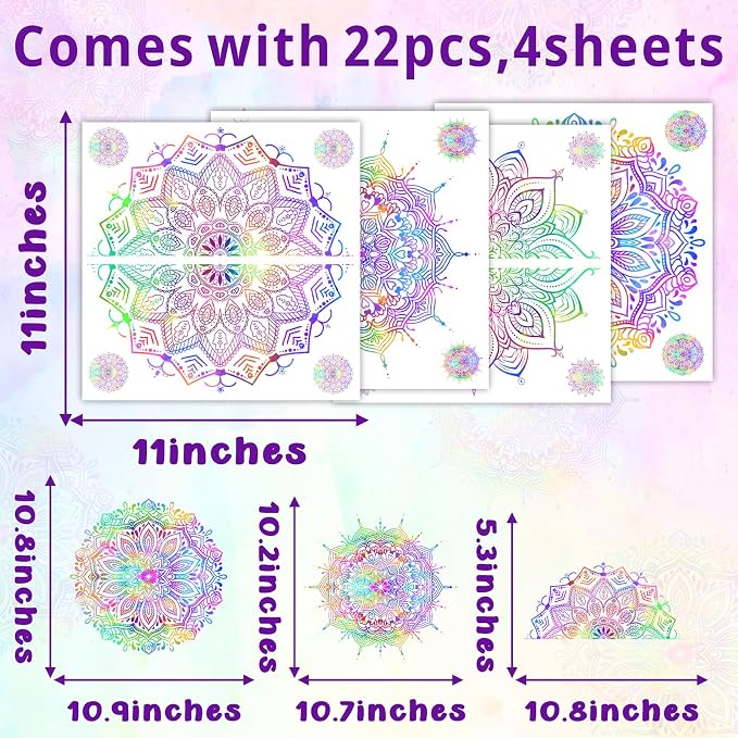 Colorful Mandala Wall Decal Half Mandala Window Wall Stickers Lotus Flower Decals Peel and Stick Modern Art Stickers Removable Minimalist Headboard Decals for Bedroom Living Room Decor - Image 4