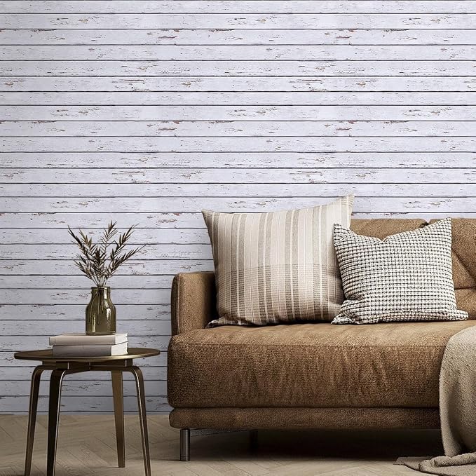 COMSTICKC 3D Faux Wood Wall Sticker Peel and Stick Shiplap for Wall Decor | 12 Pcs 22.8" x 11.8", Not Real Wood, Ultra-Light Thin PVC 3D Fake Wood Decorative Tile Wall Panels Covering,Cover 22.48 sq ft - Image 7