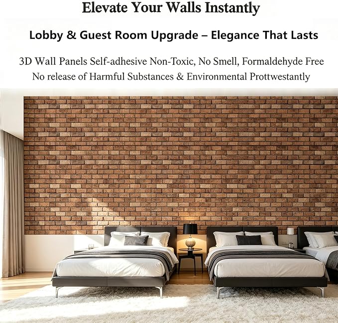 3D Wall Panels Peel and Stick, 10Pcs Brick Textured PVC Brick Panels | 11.81*11.81 Inch, Waterproof, Self-Adhesive Wall Tiles, for Accent Walls, Kitchen, Bathroom, Bedroom & Office Decor - Image 5