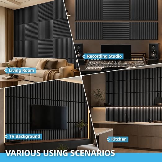 Art3d 12-Pack Acoustic Wood Slat Panel & Ceiling Tile, 2 x 2 ft, Blackwood | Crack-Resistant, Scratch-Resistant, Eco-Friendly, Durable, Grid Compatible, Ideal for Living Room, Bedroom & Home DIY Upgrade - Image 9