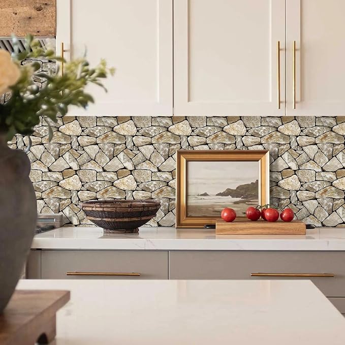 Commomy Faux Stone Peel and Stick 3D Wall Panels 10 Pcs 11.8" x 11.8" | Ultralight Thin PVC Printable Faux Rock Wall Covering Decorative Tiles for Living Room,Fireplace(Covers 9.7 sq.ft) - Image 8