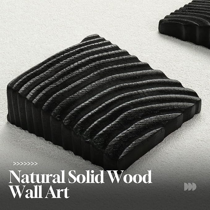 Cuspin Modern Black and White 3D Wall Art for Living Room, 28x36 In | Minimalist wood wall art, Sandstone-like textured artworks for walls, Bedroom dining room hallway office wall decor - Image 2