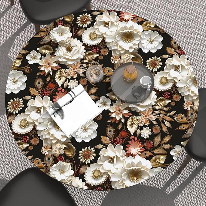 Laatse Dark Gold Floral Wallpaper Peel and Stick 17.5" × 118" | Self Adhesive/Removable/Waterproof/Thick Vinyl Contact Paper for Bathroom Bedroom Shelf Cabinet Drawer,Prepasted,Easy Peel - Image 6