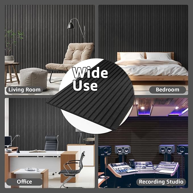 Art3dwallpanels Acoustic Panels, 48" X 24" X 0.71", Black, 5 Pack | Soundproof Wall Panels, Self Adhesive, High Density Sound Absorbing, Acoustic Treatment for Recording Studio, Office - Image 6
