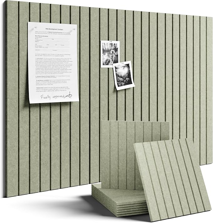 Fluxynara 36" x 24" Large Felt Bulletin Board, Sage | 6 Pack Cork Board Alternative with 30 Safe Adhesive Tabs, Pin Boards for Wall Decor, Home, Office, Classroom,Dorm by FLUXYNARA