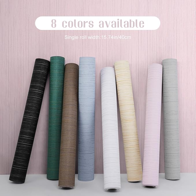 Pink Grasscloth Wallpaper Peel and Stick Wallpaper Texture Contact Paper 15.7"x120" Vintage Removable Waterproof Wall Paper for Room Walls Cabinets Furniture Drawers Desk - Image 2