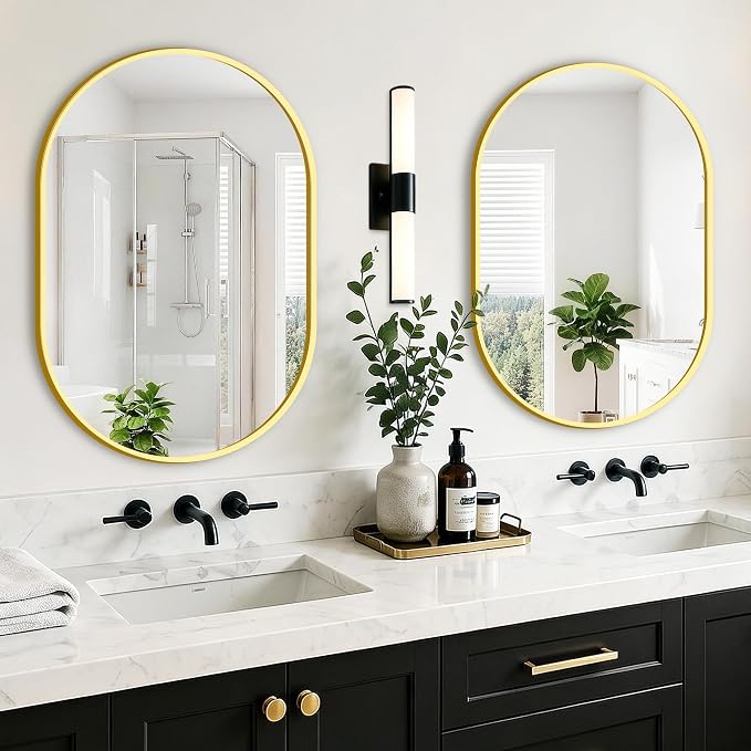 Oval Bathroom Mirror, 2 Pack 20"x30" Gold Vanity Mirror for Over Sink - Image 6