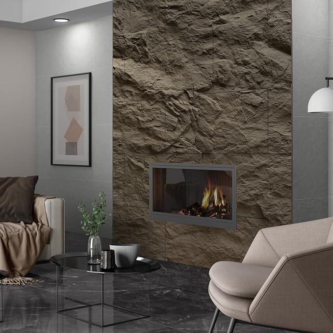 KASARO 3D Faux Stone Wall Panels, 4 Pack PU Wainscoting Grey | Thicker PU panels with realistic cement stone texture for accent walls, home & office decor, easy install, 43.3" x 23.6" - Image 8