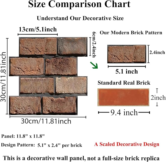 3D Brick Wall Panels Peel and Stick,10 PCS PVC Textured Wall Tiles | Waterproof, Self-Adhesive, Wall Panel Stone for Interior Décor,Living Room,Lobby Bedroom Hotel Office,11.8" x 11.8" - Image 2
