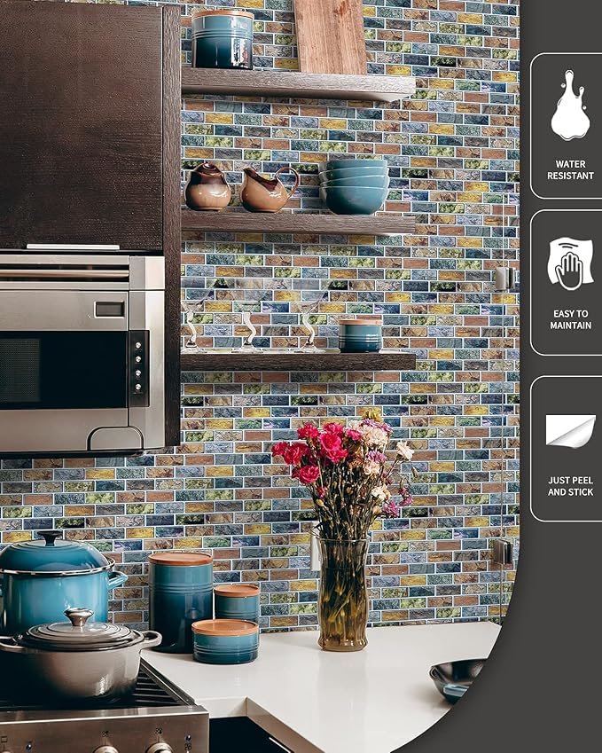Art3d 10-Pack Marble Peel and Stick Backsplash, 12 x 12 Inch, Vintage Color | Strong Adhesion, Lightweight, Cuttable, Waterproof, Fadeless, Crack Resistant, for Kitchen, Bedroom, Ideal for Recently Moved - Image 5