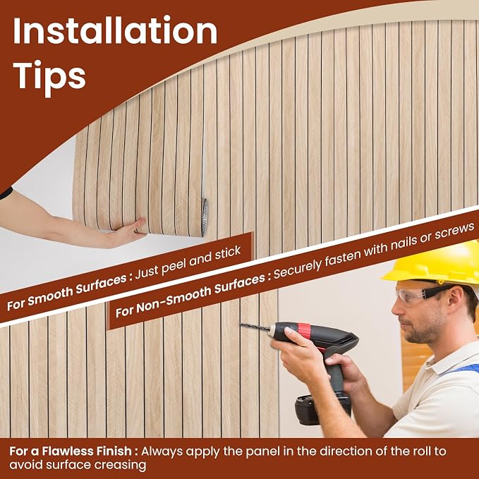 Thick Peel and Stick Slat Wall Panel Self-Adhesive 3D Wood Grain | Wallpaper Sticker Soundproof Moisture Resistant for Wall Ceiling (236.22" x 15.75") - Image 8