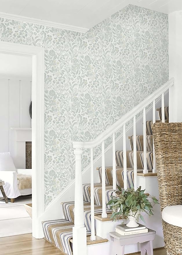 Heroad Floral Contact Paper Green Peel and Stick Wallpaper Botanical Self Adhesive Removable Stick on Wall Paper for Cabinets Drawers Waterproof Bathroom Pantry Wall Decor Vinyl Roll 17.3''x78.7'' - Image 3