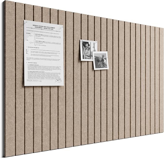 Bumusty 36"x 24" Large Felt Bulletin Board Tiles,Taupe | 6-Pack Cork Board Alternative, Wall Decor, 30 Pushpins, 30 Adhesive Tabs, Vision Board, Office, Classroom, Home, Dorm by BUMUSTY
